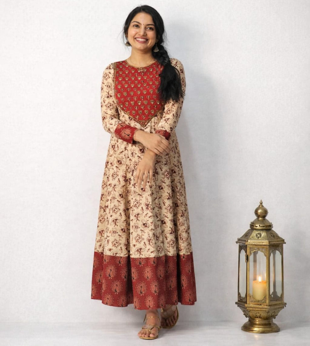 Ajrakh panneled anarkali