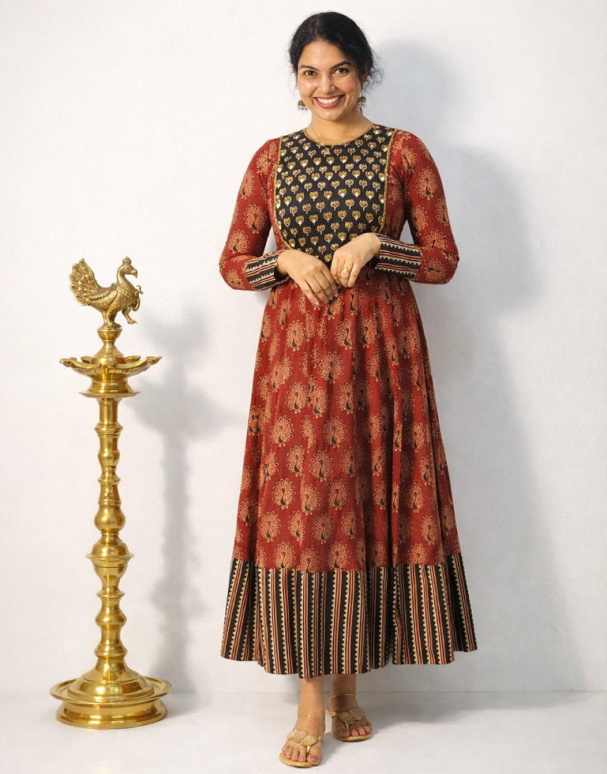 Ajrakh panneled anarkali