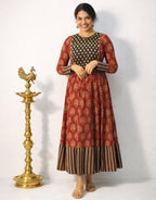 Ajrakh panneled anarkali