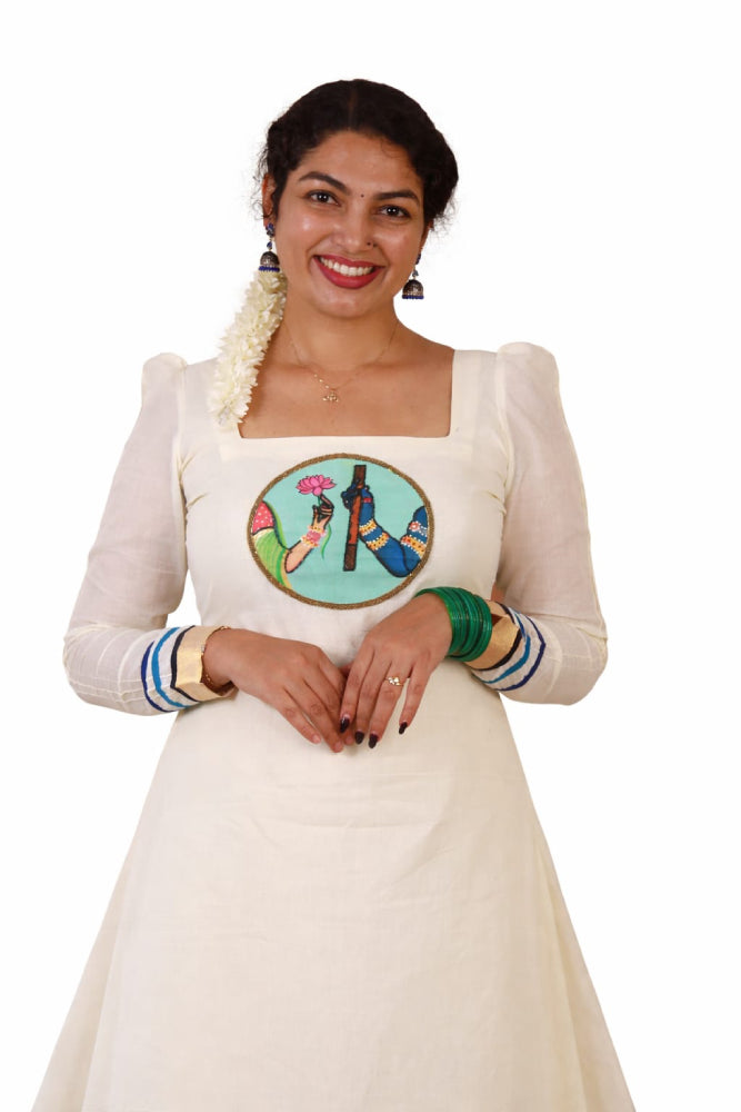 Aline Cotton  handpainted kurti - Mizhiboutique
