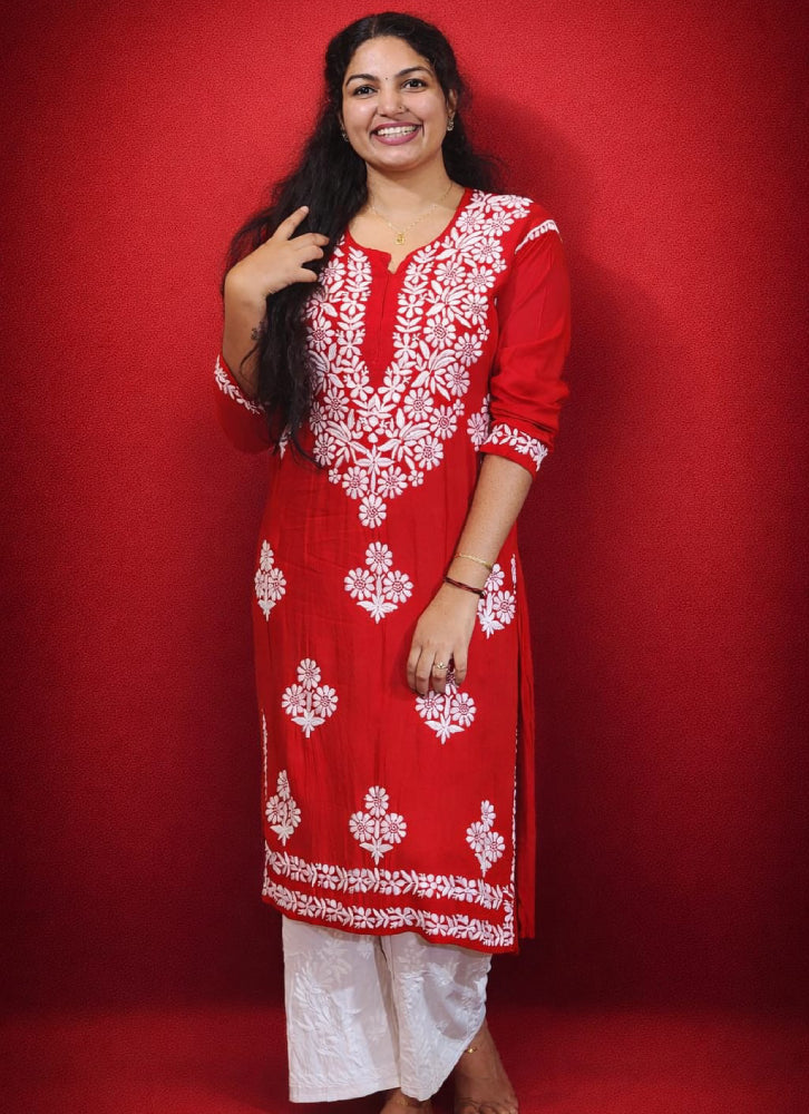 Chikenkari kurti - Mizhiboutique