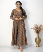 Cotton Anarkali with Yoke Work - Mizhiboutique