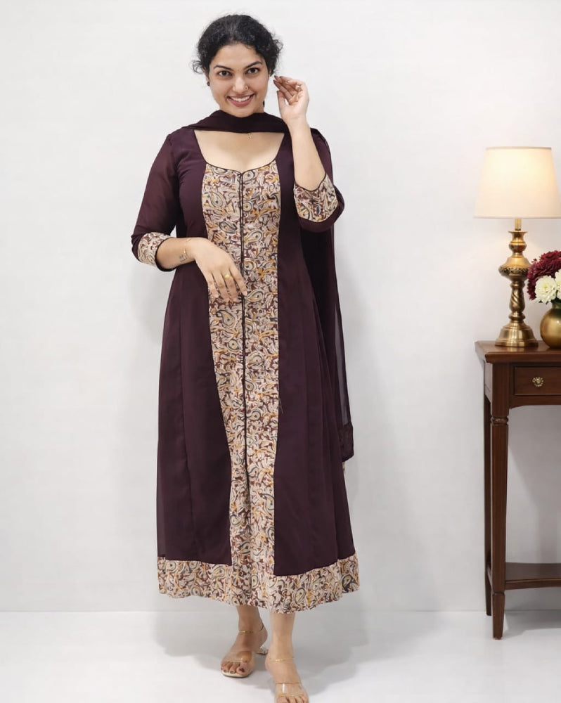 Georgette 3-Panel Dress with Dupatta - Mizhiboutique