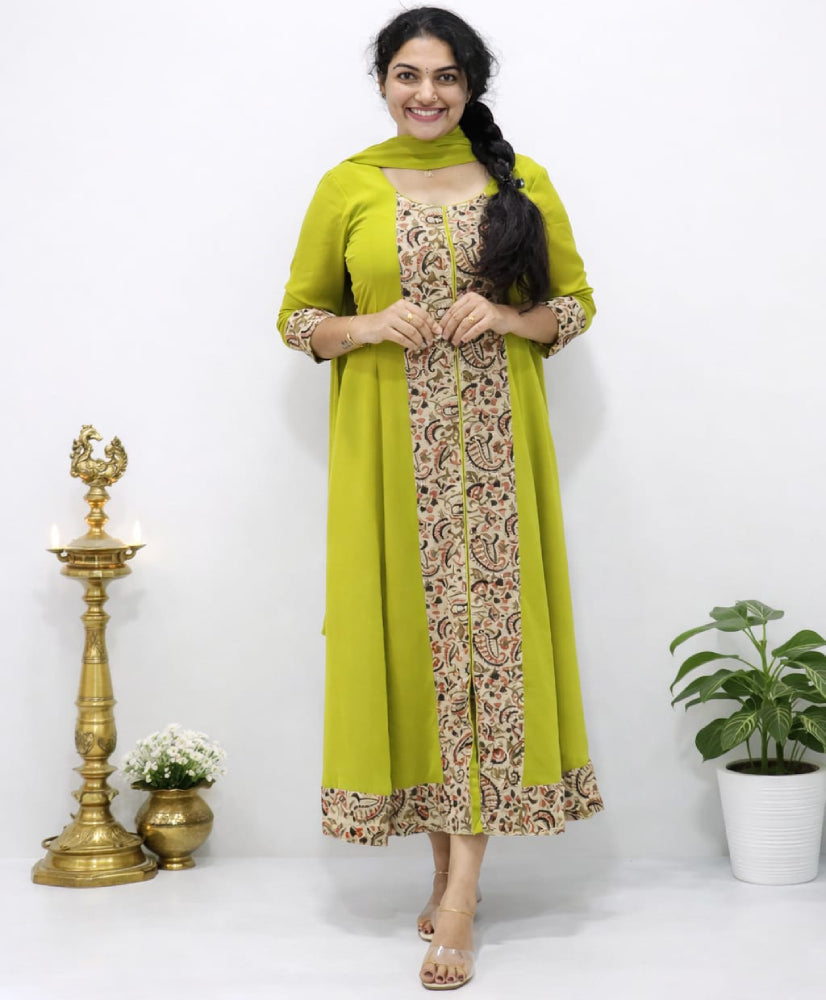 Georgette 3-Panel Dress with Dupatta - Mizhiboutique