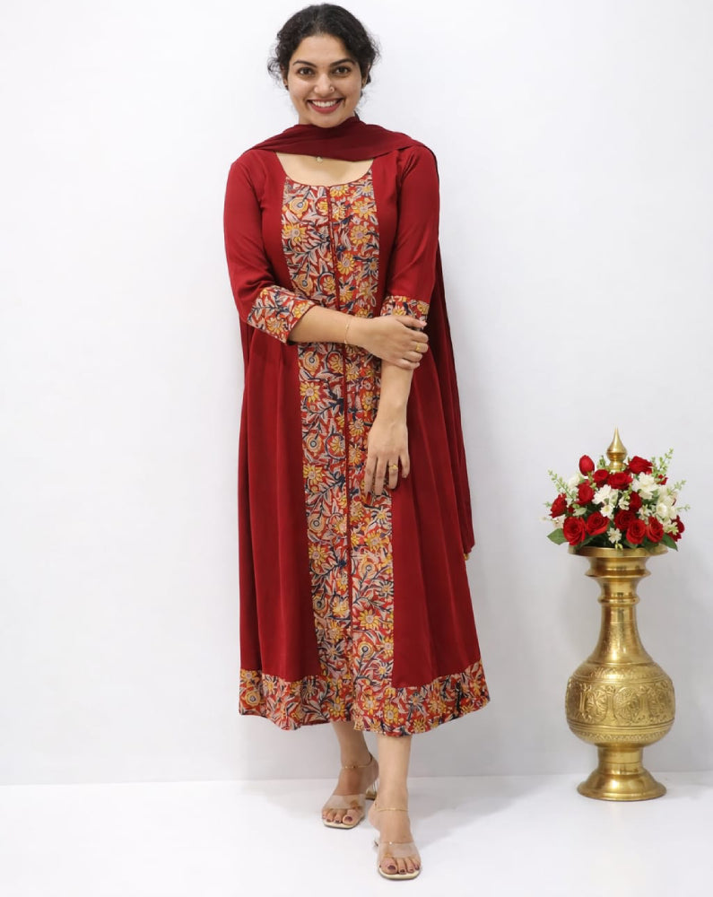 Georgette 3-Panel Dress with Dupatta - Mizhiboutique