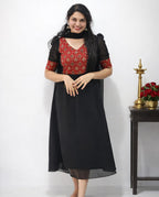 Georgette A-Line Kurti with Dupatta - Mizhiboutique