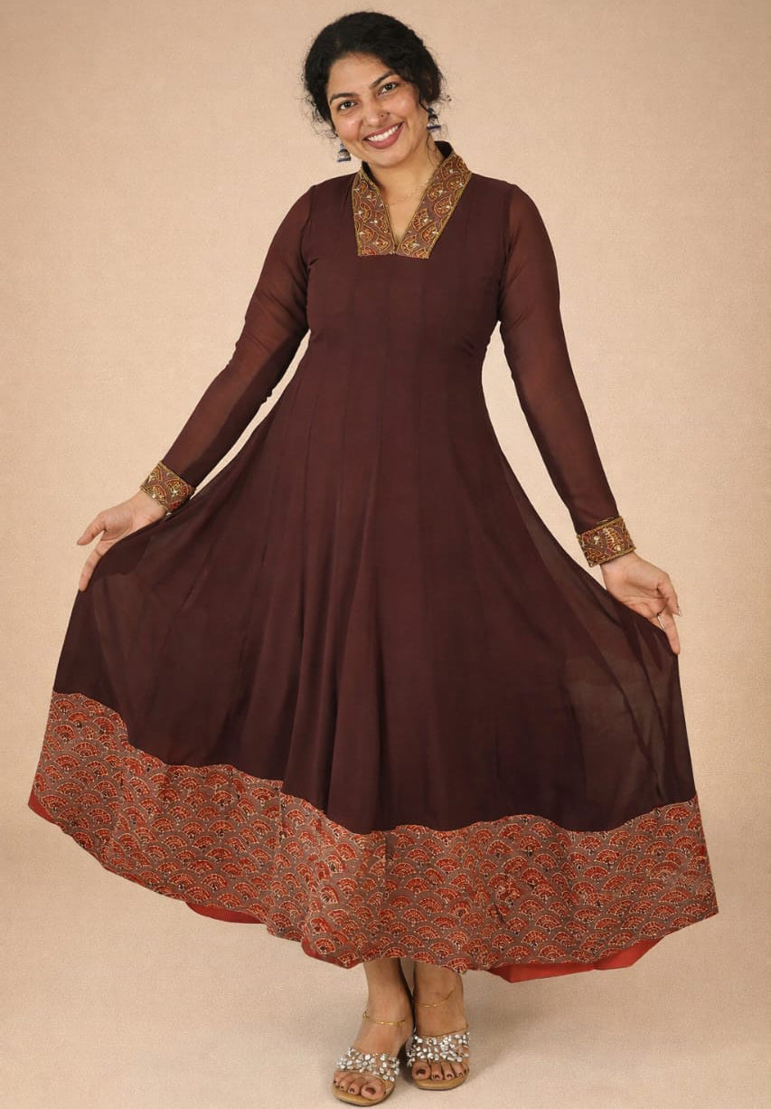 Georget panneled anarkali - Mizhiboutique