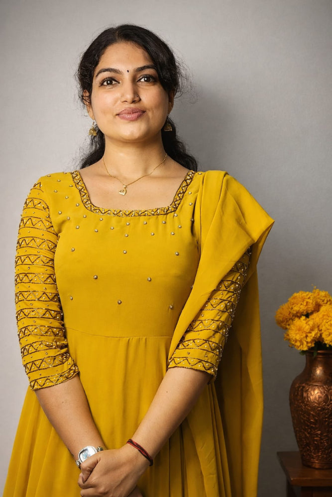 Georgette Umbrella Partywear Dress with Dupatta
