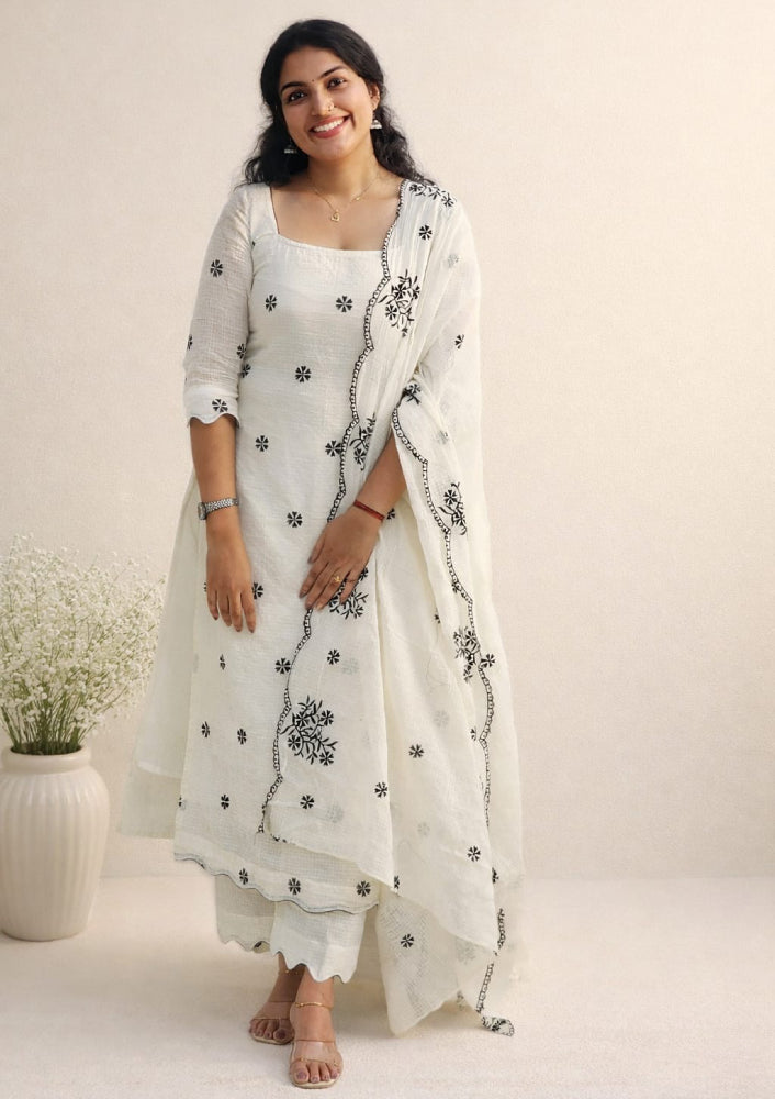 Kora Cotton Embroidery 3-Piece Set - Mizhiboutique