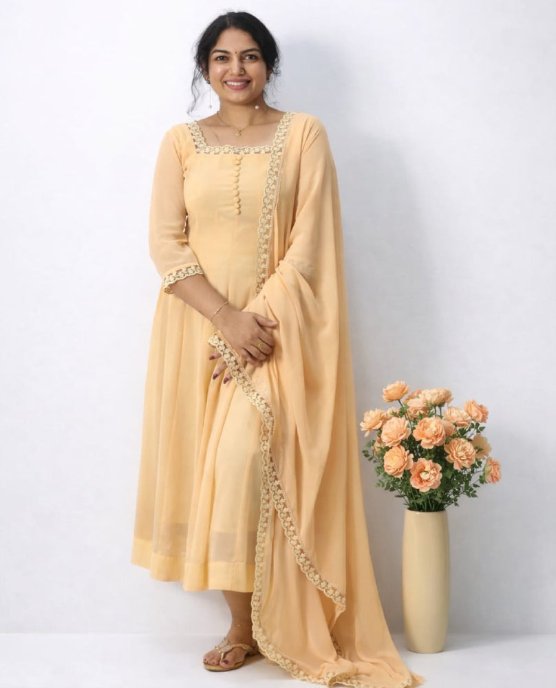 Panelled anarkali in georget