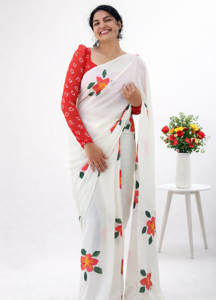 Ready-to-Wear Saree with Blouse Piece - Mizhiboutique
