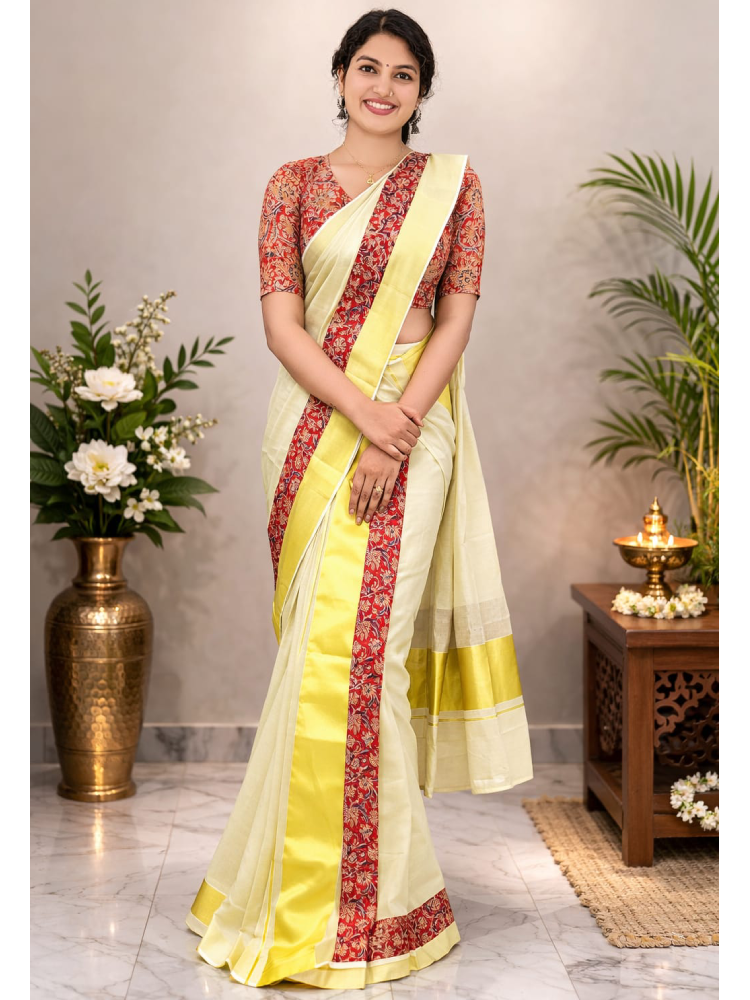 Ready to wear set mund in kalamkari