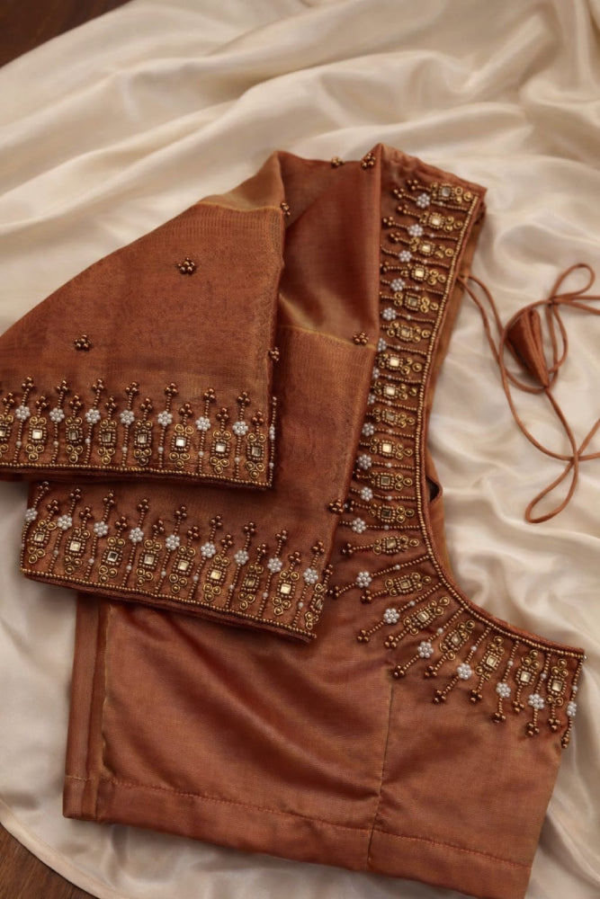 Rustic Brown  bridal blouses/ material to be provided - Mizhiboutique