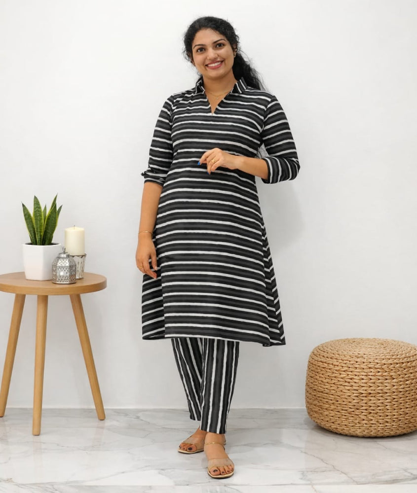 Striped cotton cord set - Mizhiboutique