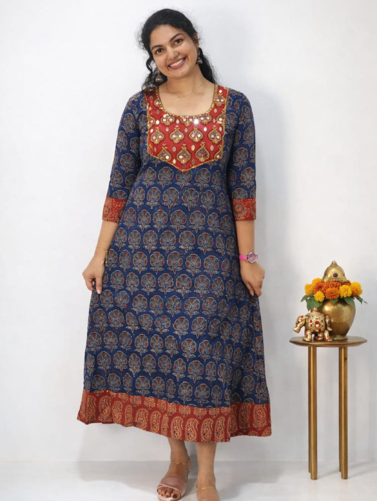 Ajrakh aline top with handwork