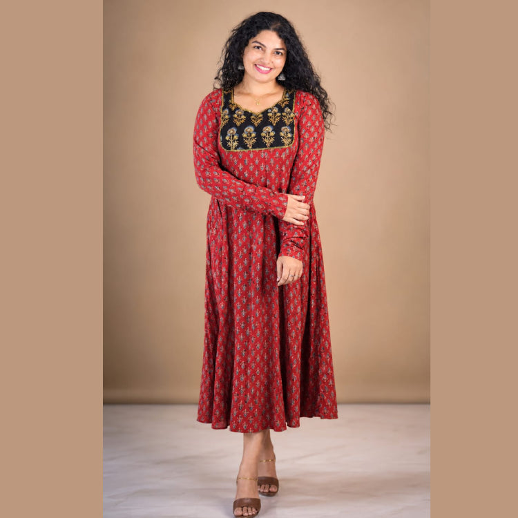 Ajrakh panneled anarkali