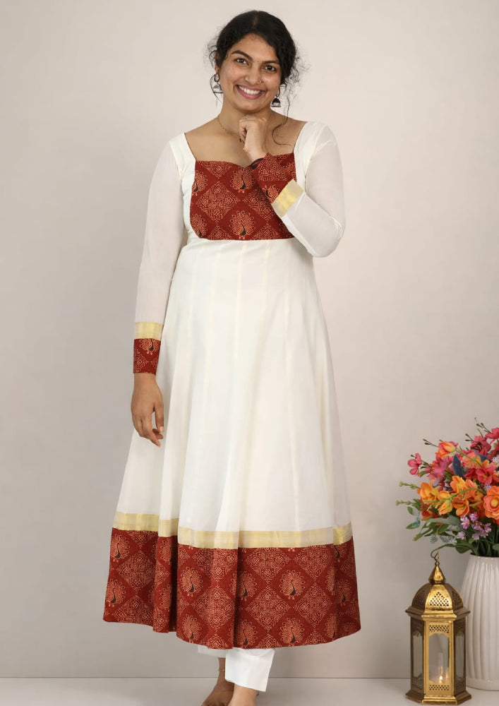 Umbrella ajrakh flared kurti . - Mizhiboutique