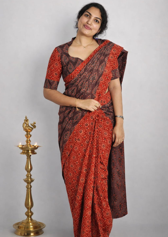Ajrakh pure handblocked sarees
