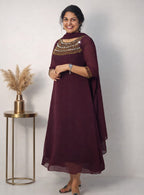 Georgette aline with mirror work - Mizhiboutique