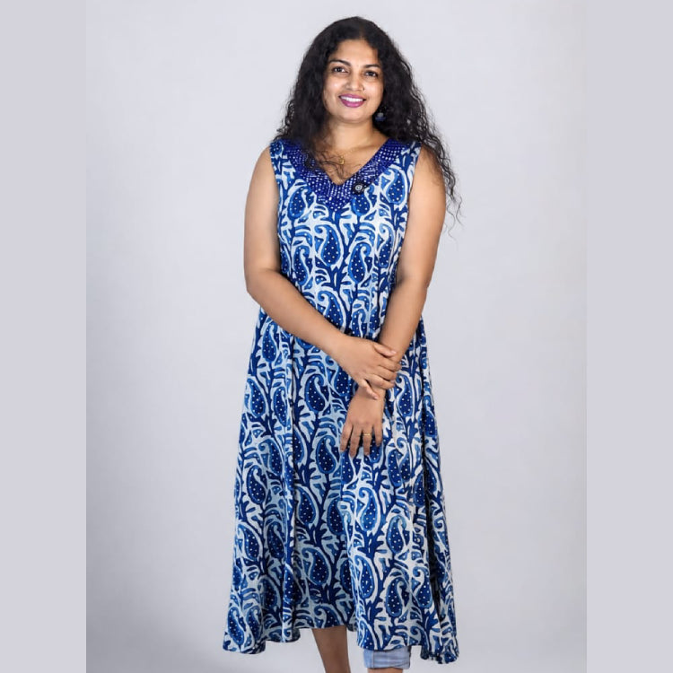 Mirror work aline dress kurti
