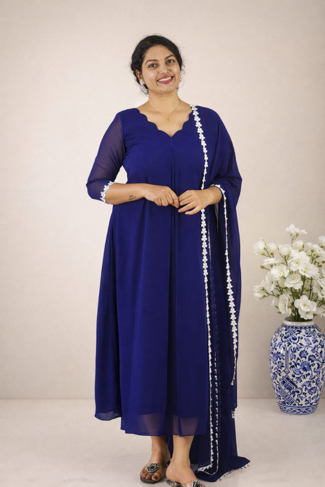 Georgette Aline top with dupatta - Mizhiboutique