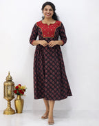 Ajrakh cotton aline kurtis
