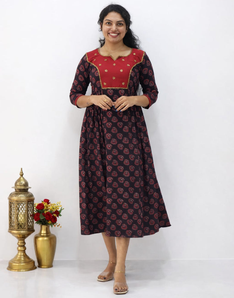 Ajrakh cotton aline kurtis