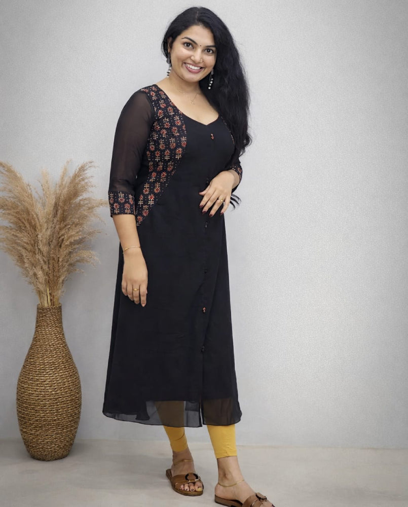 Ajrakh patched aline top