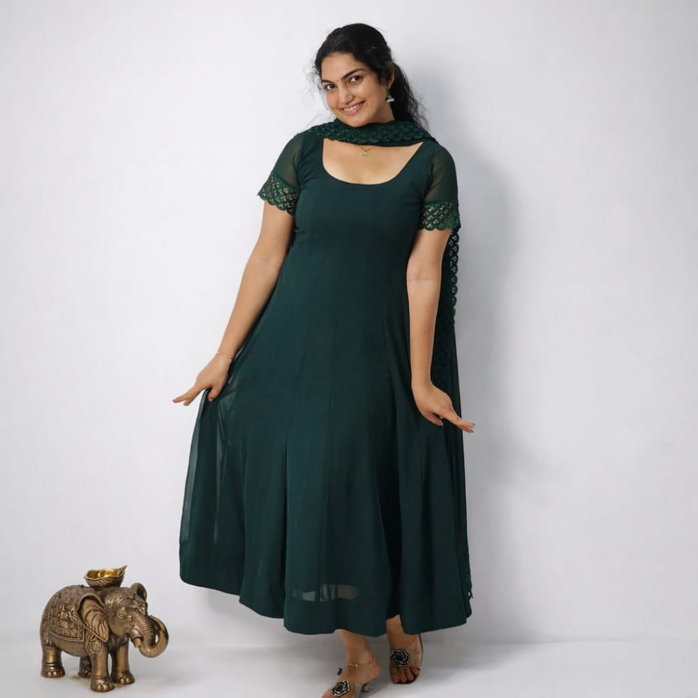 Panelled anarkali with dupatta