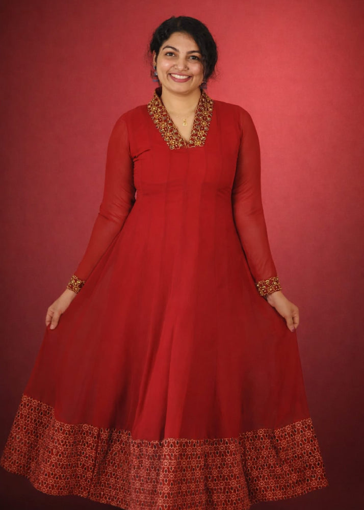 Georget panneled anarkali - Mizhiboutique