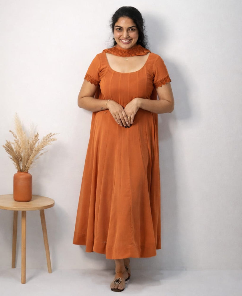 Panelled anarkali with dupatta - Mizhiboutique