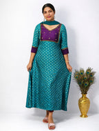 Banarasi Aline with hand worked yoke and duppatta - Mizhiboutique