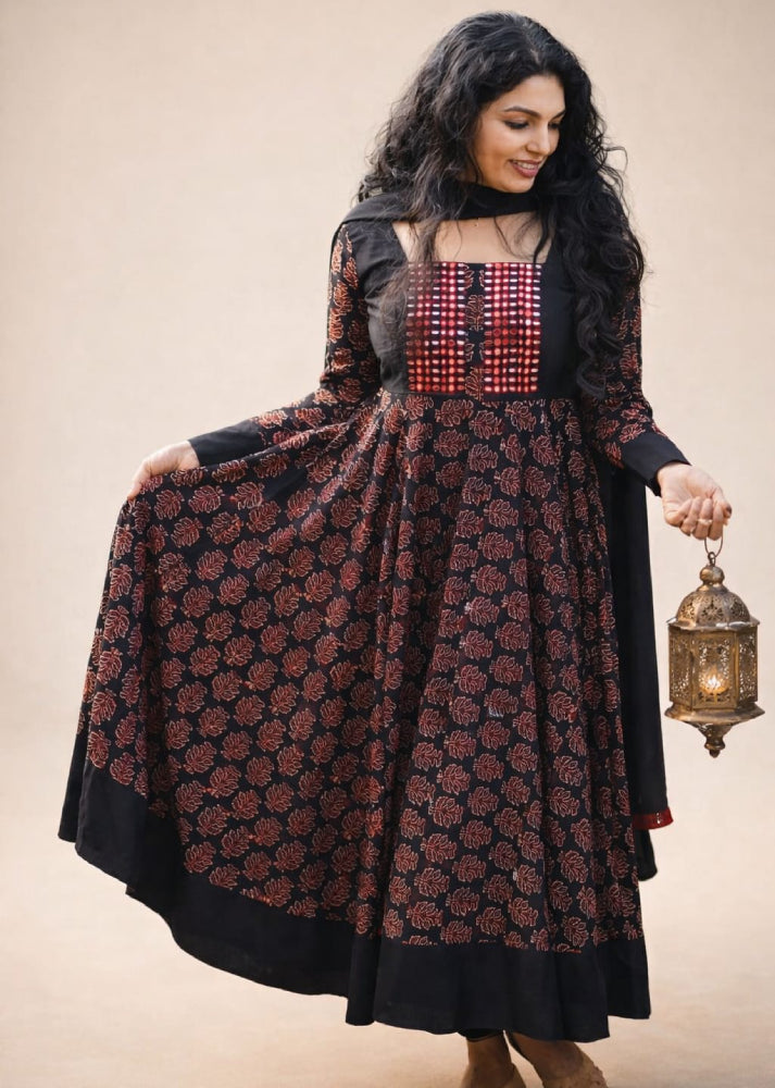 Umbrella-Flared Ajrakh Kurti - Mizhiboutique