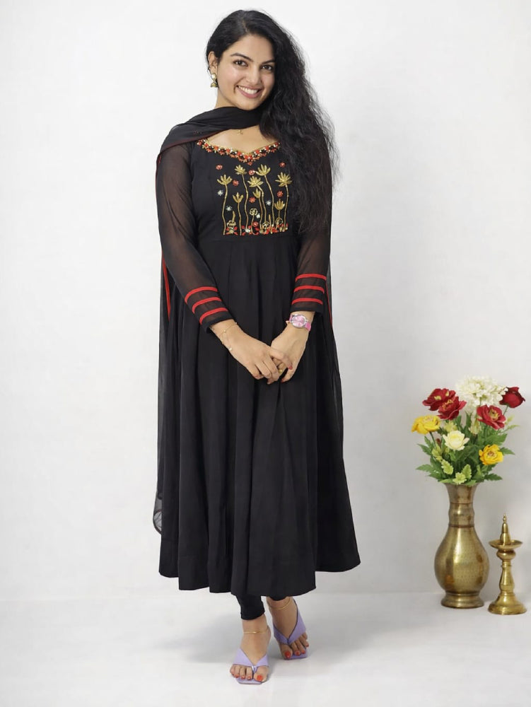 Georgette hand worked yoke Anarkali
