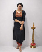 Silk Cotton Kurti with Bottom - Mizhiboutique