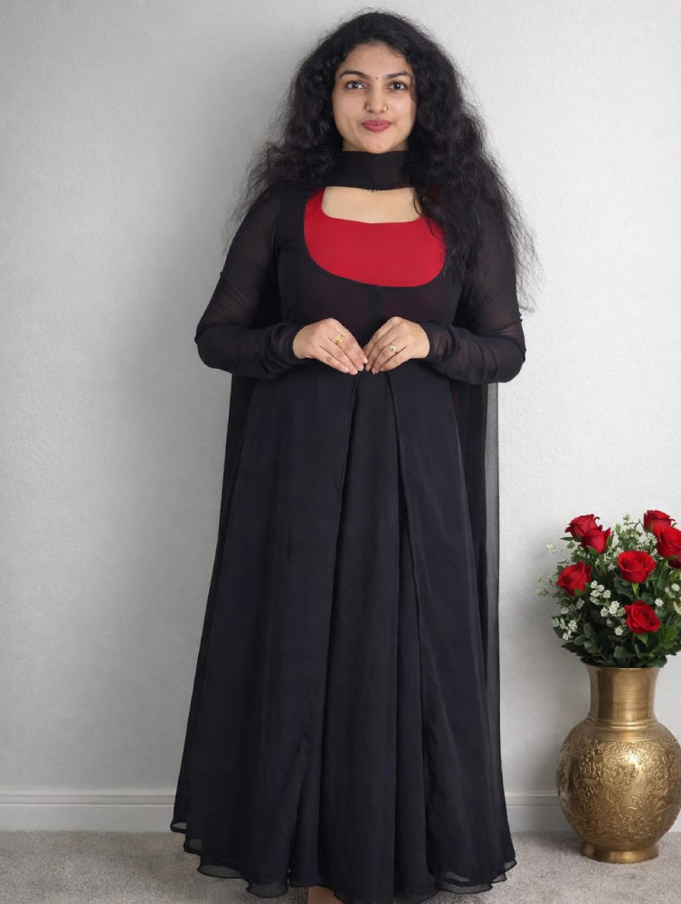 Georgette Jacket-Style Flared Dress - Mizhiboutique