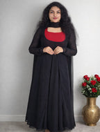 Georgette Jacket-Style Flared Dress - Mizhiboutique