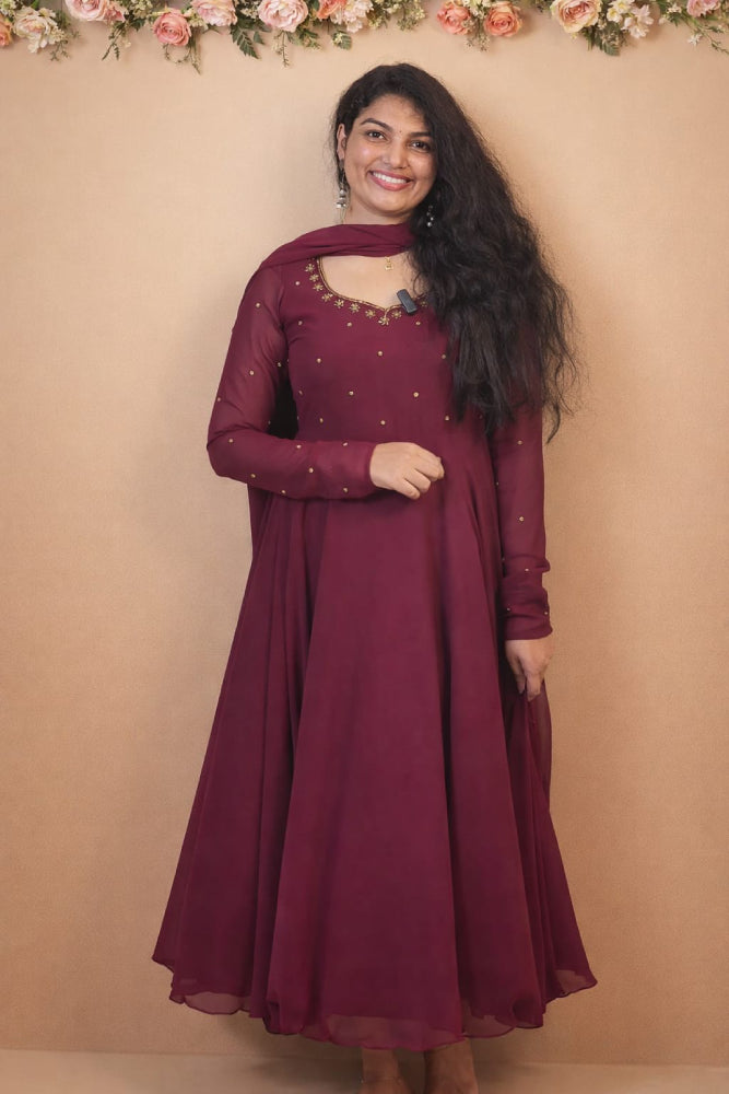 Georget umbrella flaired anarkali with duppatta