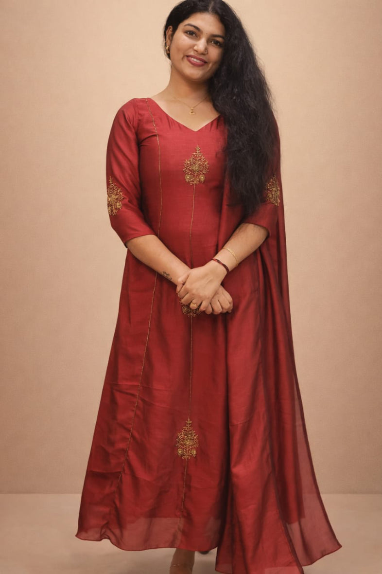 Badri silk Salwar top and dupatta - Mizhiboutique