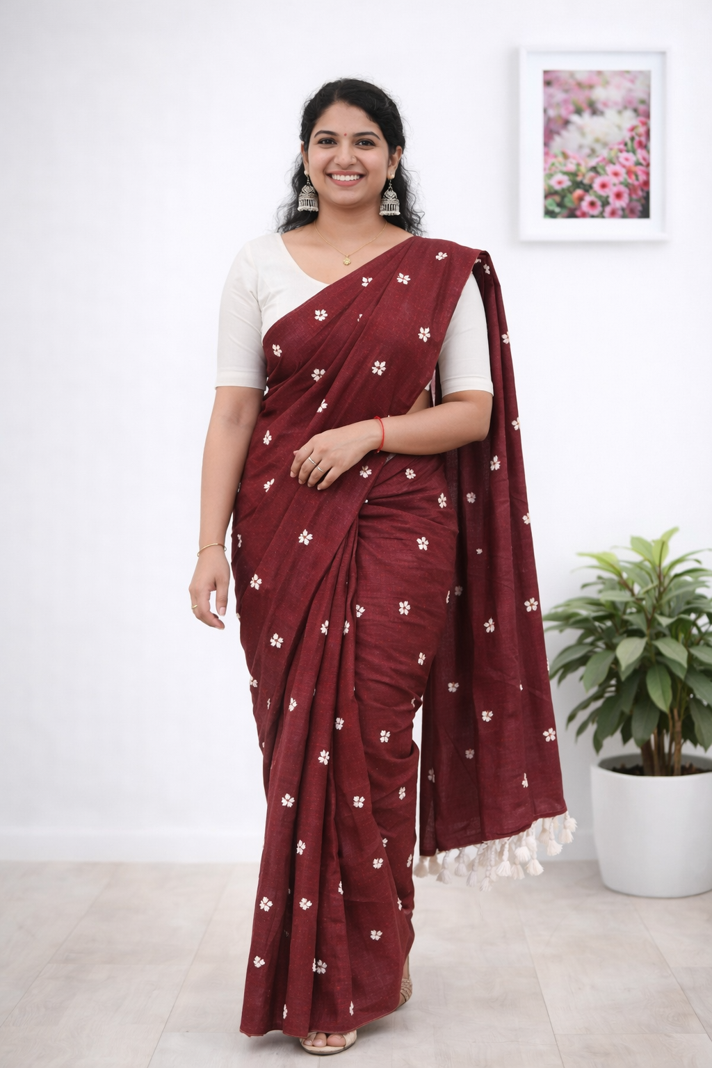 Khadi cotton saree - Mizhiboutique