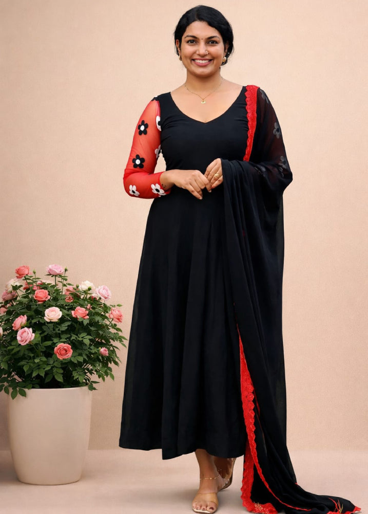 Georget panelled Anarkali - Mizhiboutique