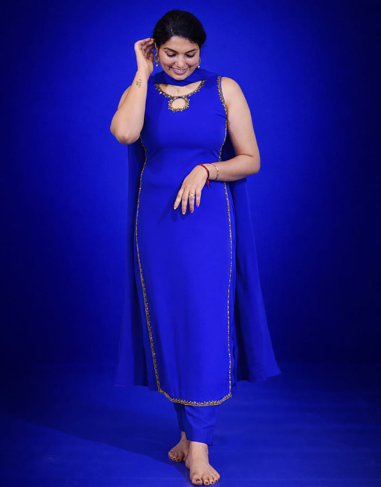 Georget slitted 3 piece salwar set - Mizhiboutique