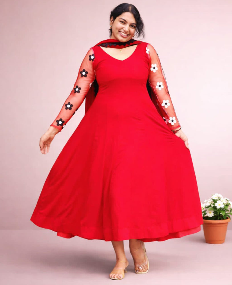 Georget panelled Anarkali - Mizhiboutique