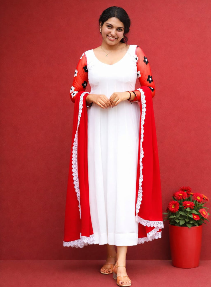 Georget panelled Anarkali - Mizhiboutique