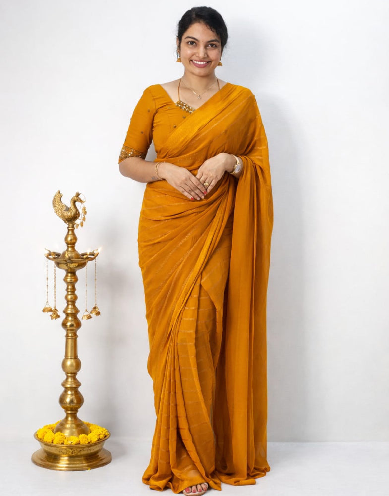 Ready to wear saree with blouse piece - Mizhiboutique