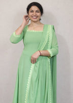 Aline lace dress with duppatta - Mizhiboutique