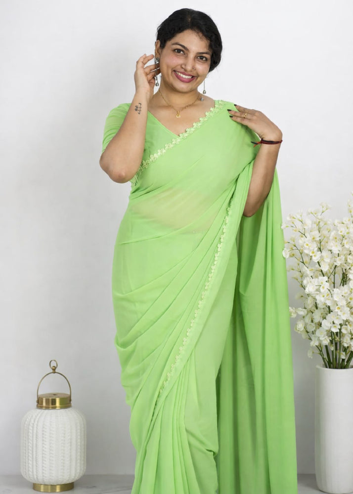 Ready to wear saree with lace detailing