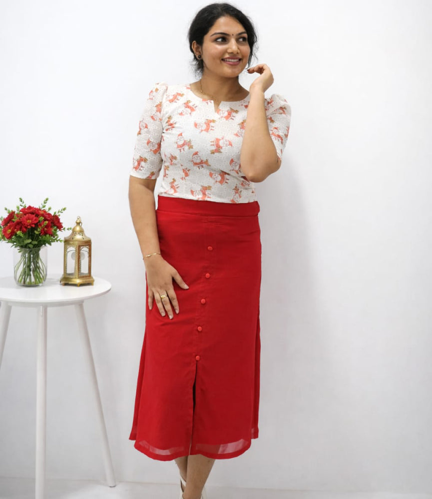 Red Skirt with Haccoba Top - Mizhiboutique