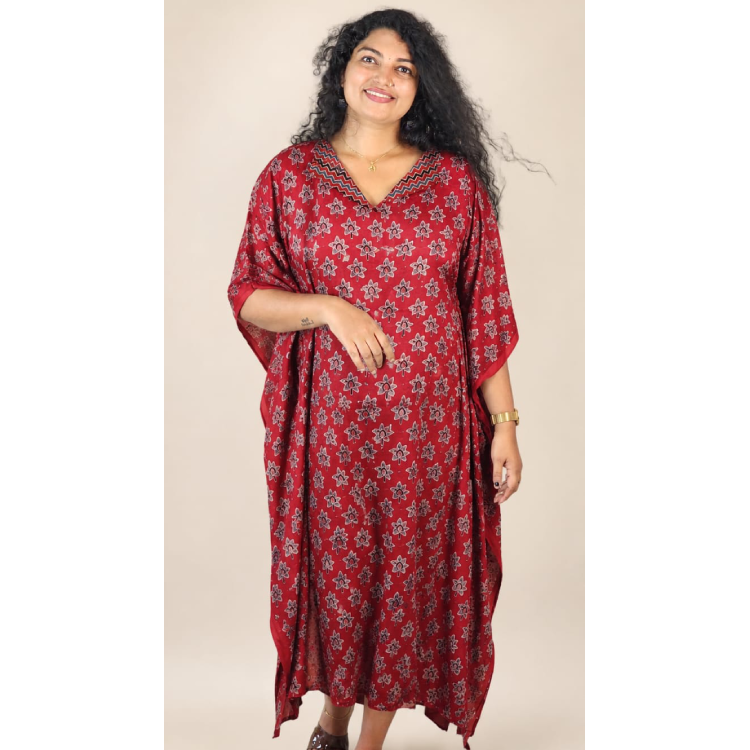 Ruby Red Pure Modal Silk Kaftan