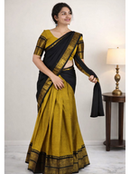 Kanji cotton unstiched skirt with matching blouse piece from Mizhiboutique, featuring traditional fabric and vibrant design.